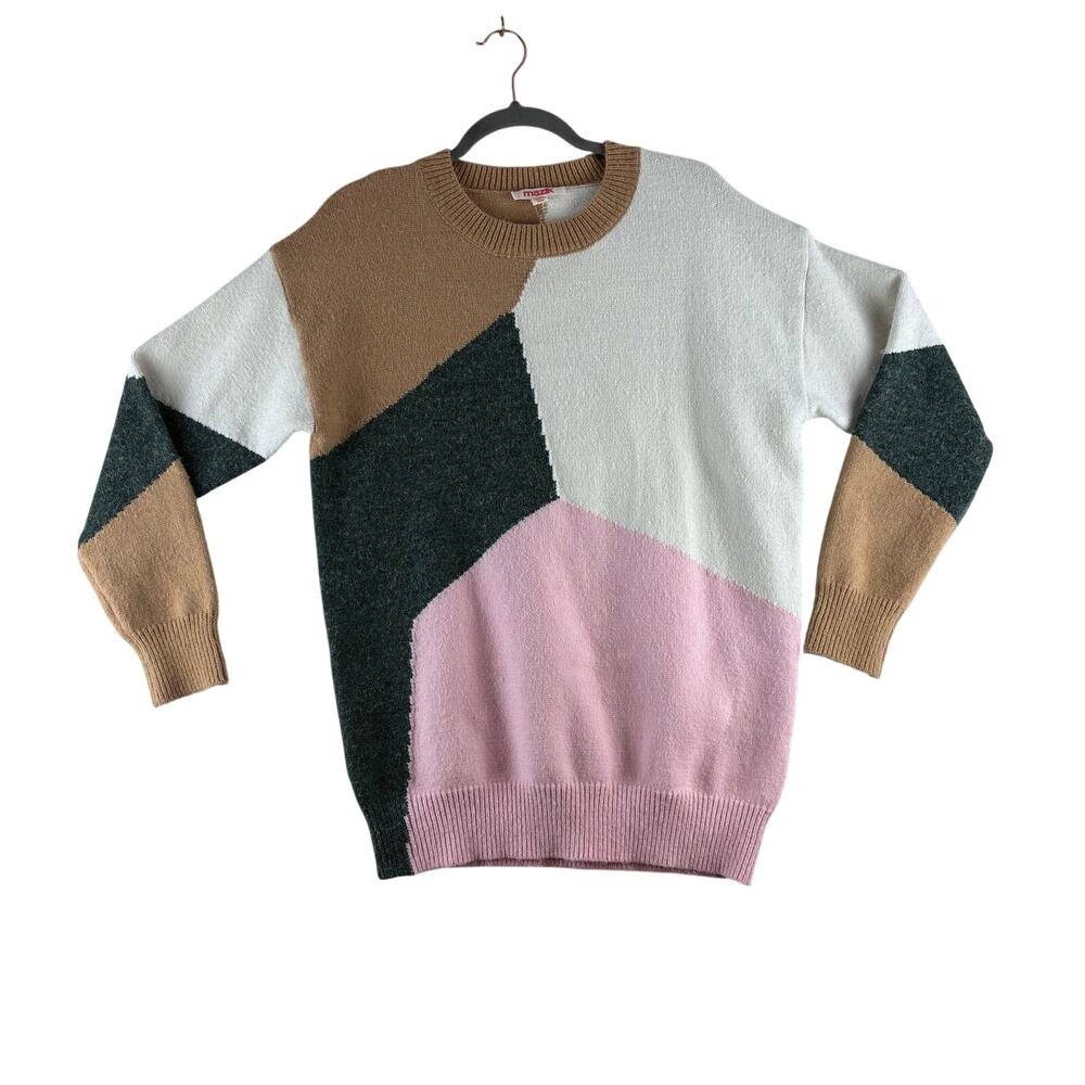 Mazik Long Sleeve Chenille Sweater Women’s Medium Colorblock Preppy Academia